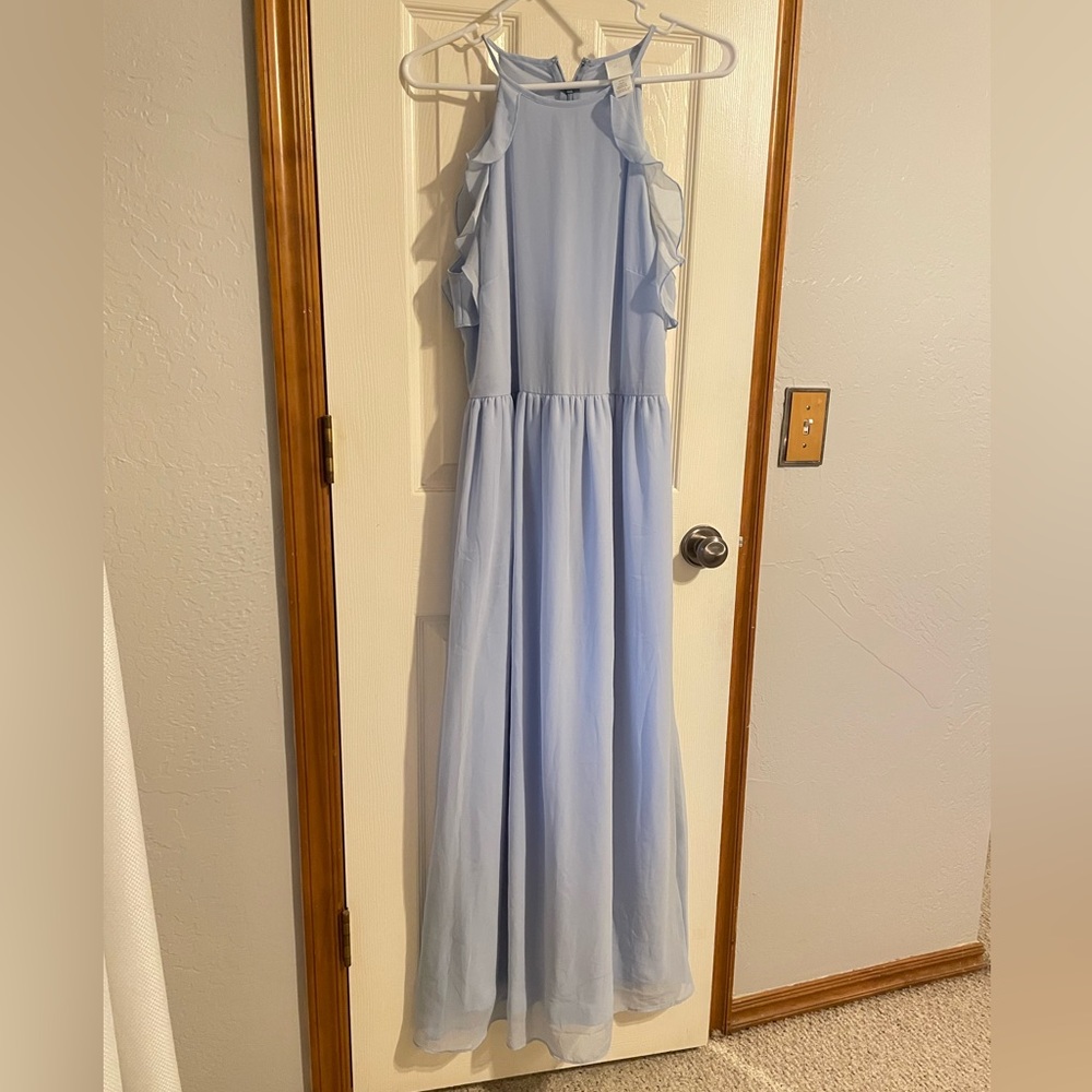 H&M Light Blue maxi Dress with Zipper Formal bridesmaid